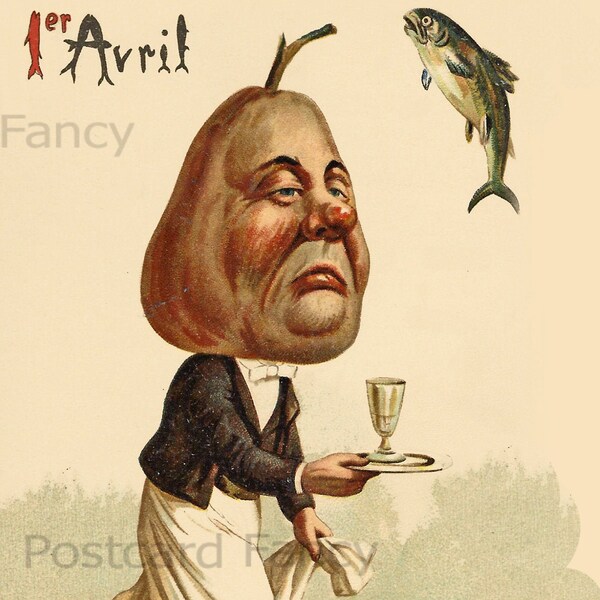 OddBall Fruit Fantasy APRIL 1st Vintage Postcards, Instant DIGITAL DOWNLOAD