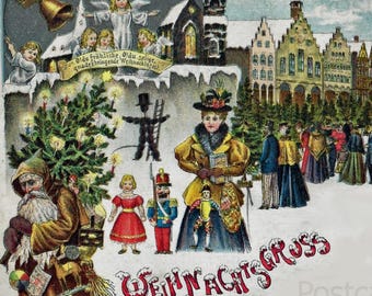 Vintage-Weihnachtsmarkt aus Deutschland, sofortiger digitaler Download