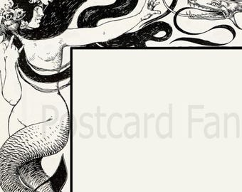 MEERJUNGFRAU und Drache Borte, sofortiger DIGITALER Download, Vintage Magazin Illustration