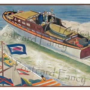 RETRO Yacht, Sailing Flags and People Sunbathing, Instant DIGITAL Download,  Vintage Art Deco Magazine