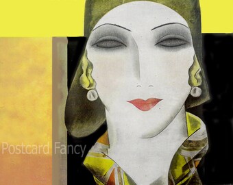 Art Deco Oktober Halloween Vintage Magazin Illustration, Sofortiger DIGITALER DOWNLOAD