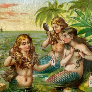 Magical MERMAIDS, Digital Download, Vintage  Victorian Trade Card