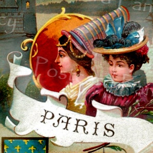 PARIS Fashion Ladies, Vintage Trade Card Instant DIGITAL Download