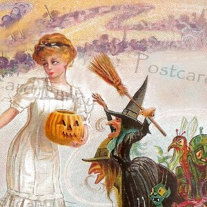 HALLOWEEN Vintage Fantasy, Witches, Goblins, Pretty Lady,Instant Digital Download