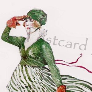 ART DECO Lady GOLFER, natychmiastowe pobieranie cyfrowe, do wydrukowania zabytkowa pocztówka Risque Woman On Golf Course