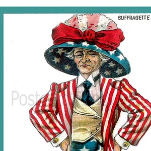 UNCLE SAM Suffragette, Instant Digital Download, Vintage Women&#39;s Right to VOTE Postcard