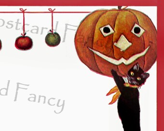 HAPPY HALLOWEEN Grenze Postkarte, sofortiger digitaler Download, Kürbis-Party-Einladung