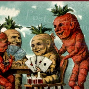 Cartes à jouer amusantes pour personnes végétariennes racine, téléchargement numérique instantané, carte à échanger vintage