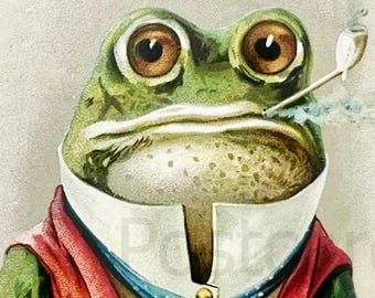 Fantasy FROG Smoking, sofortiger digitaler Download, Vintage Trade Karte