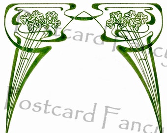 Gorgeous Green Art Nouveau Border, Instant DIGITAL Download, Add Text, Invitation, Tags, Jewelry