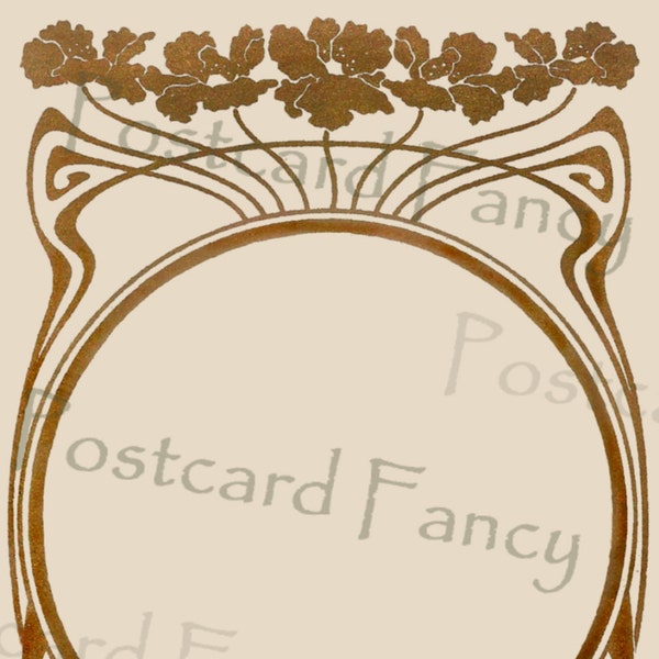 Stunning gold ART NOUVEAU border, Vintage Postcard, Instant Digital Download, Add Photo or Text