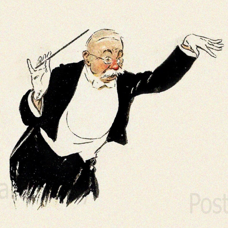 MUSIC Conductor, Instant DIGITAL Download, Vintage Postcard - Etsy