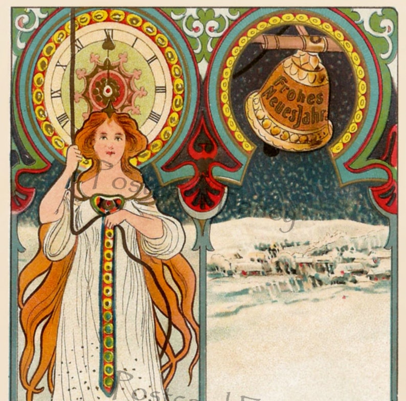 RARE Art Nouveau New YEAR Instant DIGITAL Download Vintage Etsy