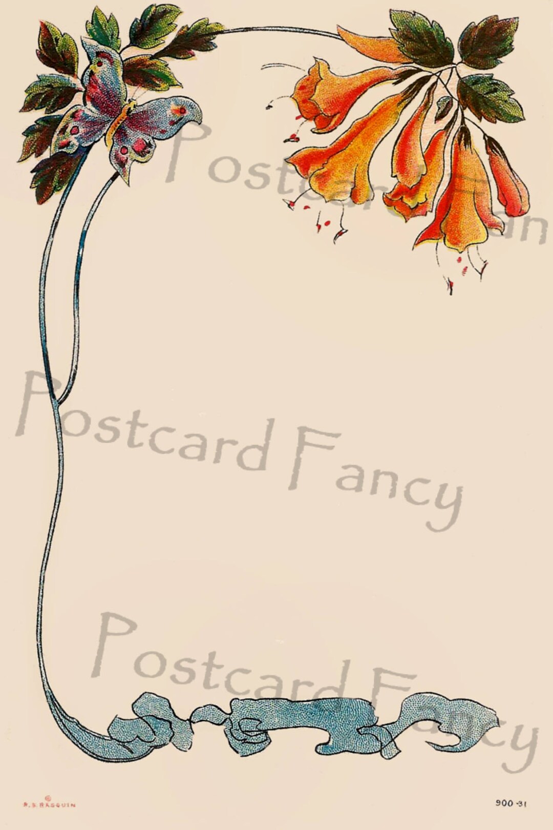 Instant Digital Download Beautiful Art Nouveau Flower Border - Etsy