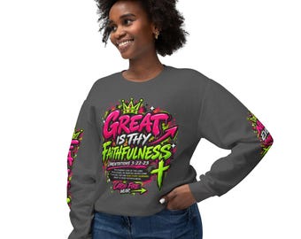 Christian Y2K Graffiti Sweatshirt | Lamentations 3:22-23 | Faith Streetwear