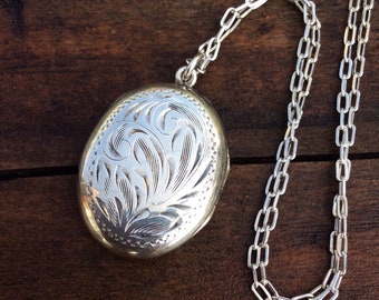 Vintage Birks Sterling Silver Oval Locket Necklace