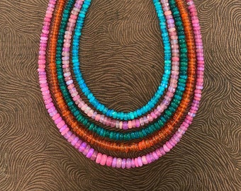 Your Choice - Color Enhanced Ethiopian Opal Necklaces: Green, Orange, Pink or Turquoise Blue