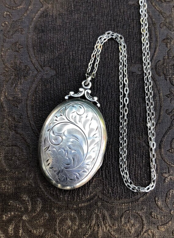 Vintage Large Birks Sterling Silver Flower Oval Lo
