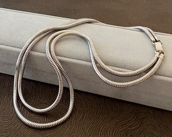 Cadena de serpiente de doble hebra de plata esterlina vintage de 16-1/4", ¡40 gramos!
