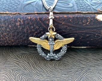 Antique French Angel Star Necklace, Vintage Curb Chain, Antique Swivel Clip Necklace