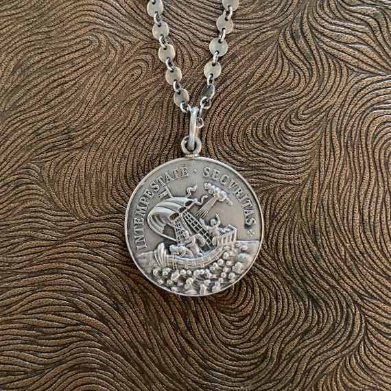 Antique French St. George Solid Silver Necklace, … - image 4