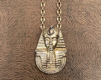Vintage 1970s Reed & Barton King Tut Gilt Sterling Silver Necklace