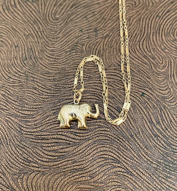 Vintage 9 Carat Solid Gold Elephant Charm Necklace