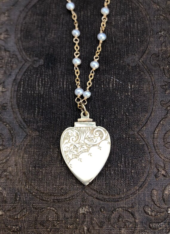 Vintage English 9 Carat Oval Bird Locket Necklace