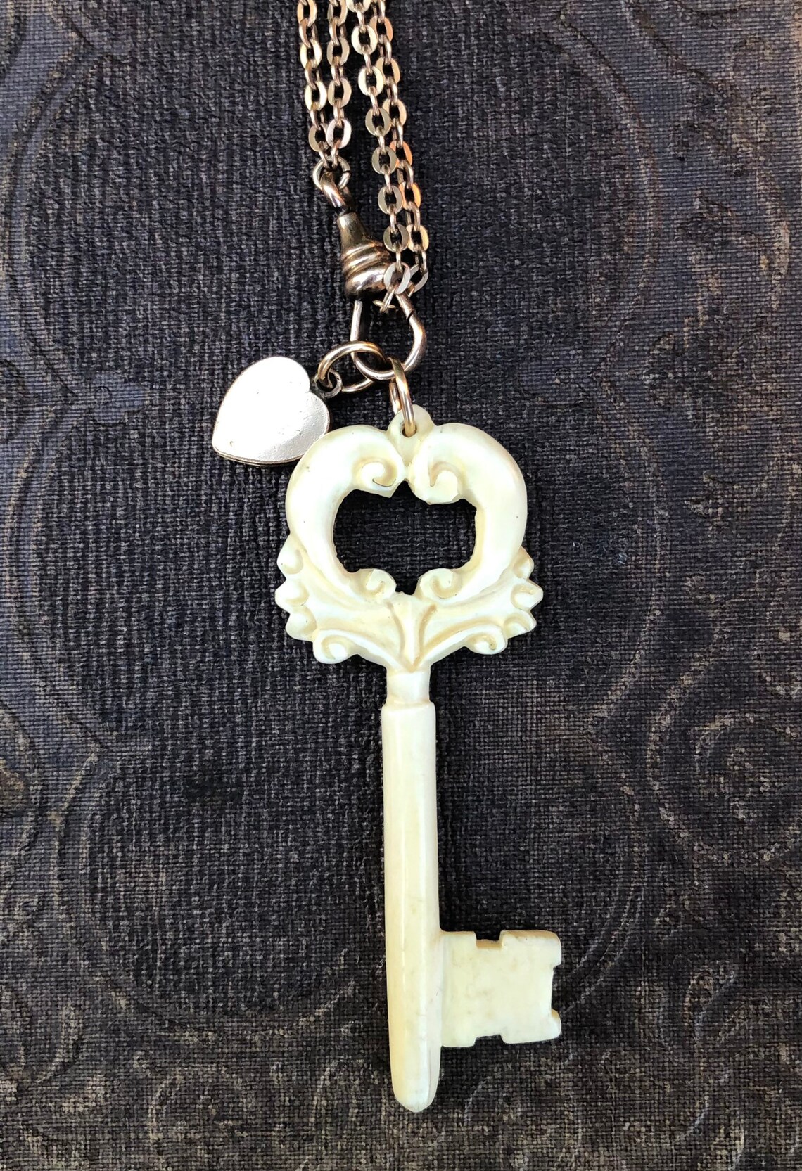Antique Carved Bone Key Vintage Locket and Antique Gold Fill Etsy