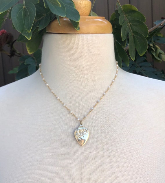 Vintage English 9 Carat Oval Bird Locket Necklace