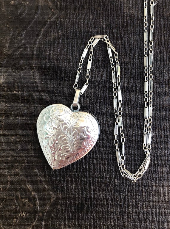 Vintage Birks Sterling Silver Heart Slide Locket N