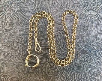 Vintage-Style 5.1mm Gold Fill Belcher Chain Necklace, Swivel Clip and Extra Large Spring Ring, Watch Chain Style