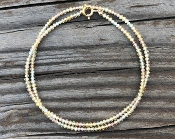 Natural Zircon Beaded Gold Fill Necklace, Layering Necklace, Stacking