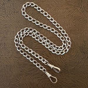 Vintage Style 20-5/8" Sterling Silver Open Curb Link Necklace: Double Albert Swivel Clips