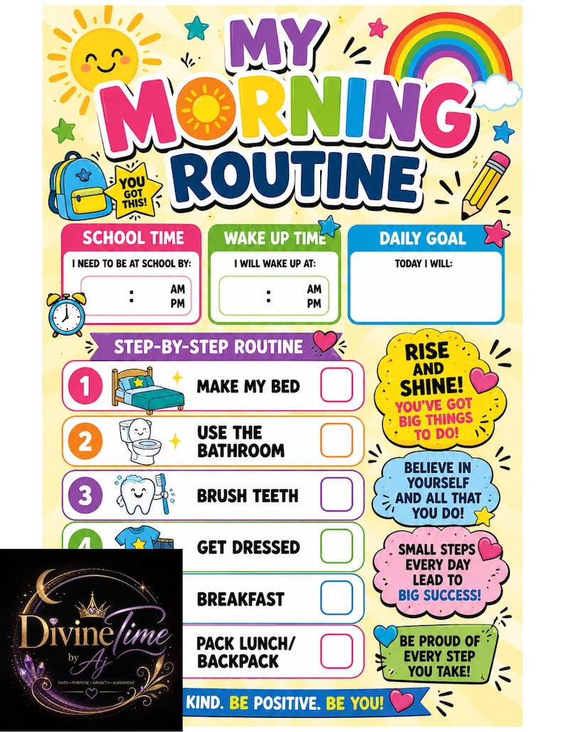 Routine du matin et du soir pour enfants, modèles imprimables ...