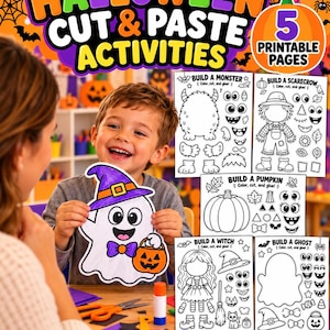 Printable Halloween Crafts: Build a Monster, Witch, Scarecrow, Pumpkin, Ghost