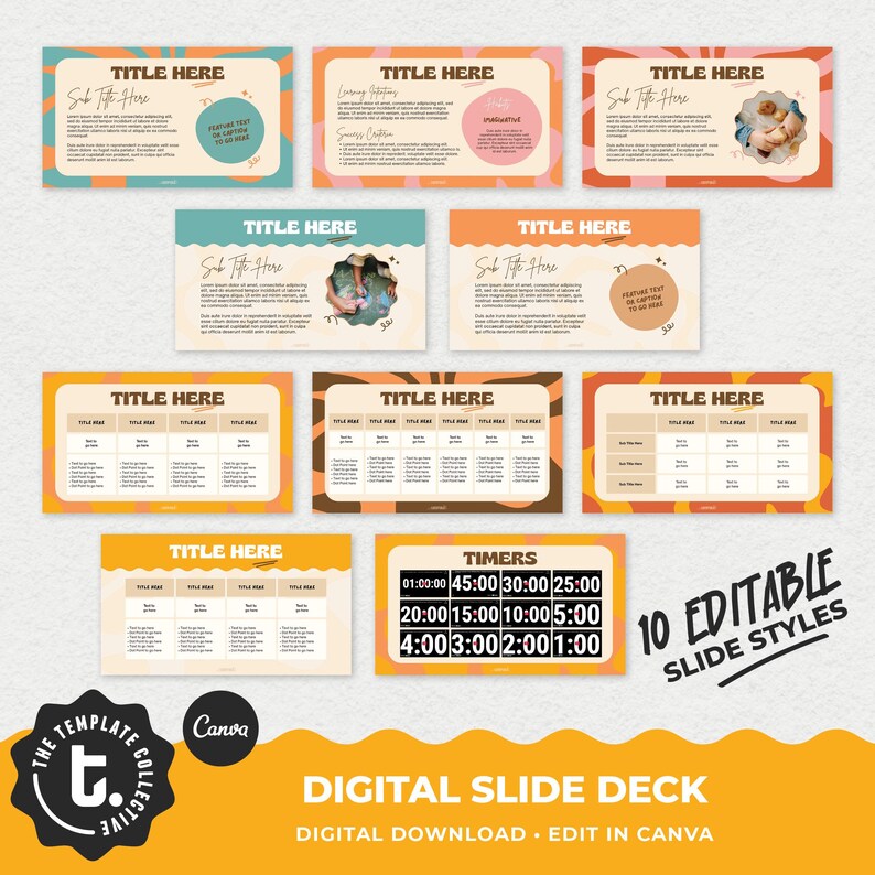 Stay Groovy Digital Slide Deck Templates • Vintage Hippy Boho Theme ...