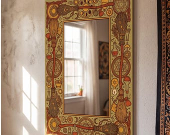 Mystical Altar Mirror Decor | Digital Printed Dekota & Plexi Silver | Boho Witchy Wall Art