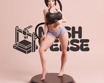 Acrobatic Martial Artist Girl STL File for 3D Printing, Fantasy Acrobat Female Statue, Animated Style Collectible 3D Model