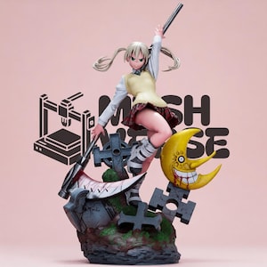Young Scythe Meister STL-figur för 3D-utskrift digital nedladdning Anime samlarstaty