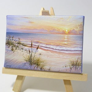 2.5x3.5 Florida Gulf Sunrise, Ocean Seascape Mini Painting by J. Mandrick image 1