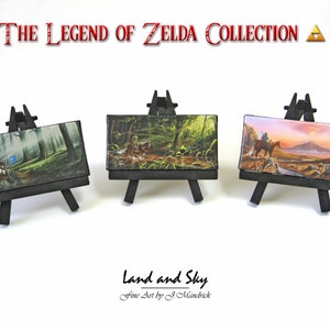Mini Legend of Zelda Paintings with Display Easel, 3-pcs Collection Fan Art