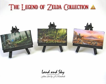 2x4 Legend of Zelda Collection Set, Fan Art, Link, Navi, Epona, Mini Fridge or Easel Paintings by J. Mandrick