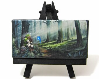 2x4 Legend of Zelda, Fan Art, Link and Navi, Mini Fridge or Easel Painting by J. Mandrick