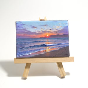 2.5x3.5 Ocean Sunset California Mini Painting by J. Mandrick