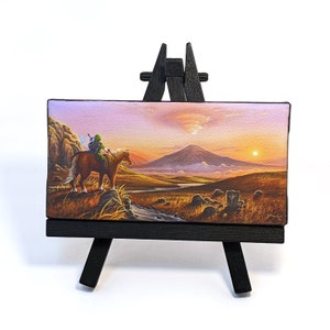 Legend of Zelda Mini Canvas Painting: Link, Epona, Death Mountain