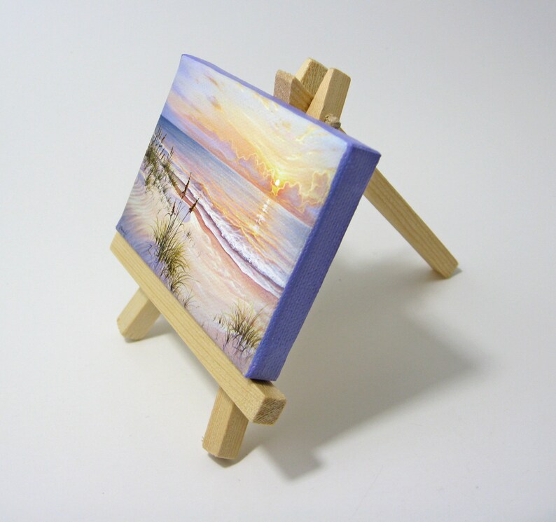 2.5x3.5 Florida Gulf Sunrise, Ocean Seascape Mini Painting by J. Mandrick image 2