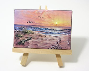 2.5x3.75 Ocean Sunrise Mini Painting by J. Mandrick