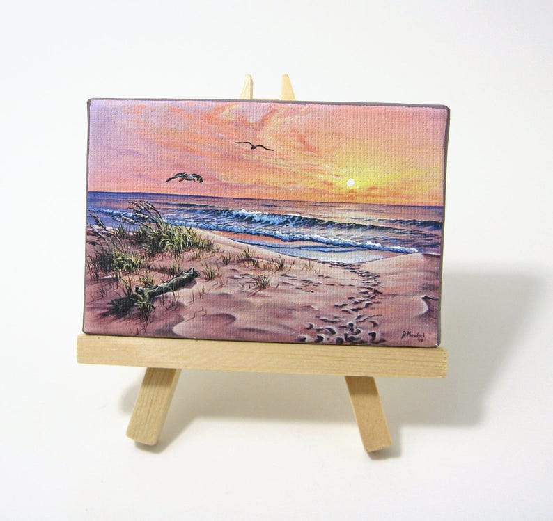 2.5x3.75 Ocean Sunrise Mini Painting by J. Mandrick image 1