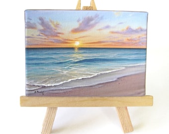 2.5x3.5 Ocean Sunrise, Naples Florida Inspired Mini Painting by J. Mandrick